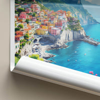 Amalfi Coast Poster - Italy Travel Art - Colorful Cliffside Town Home Decor