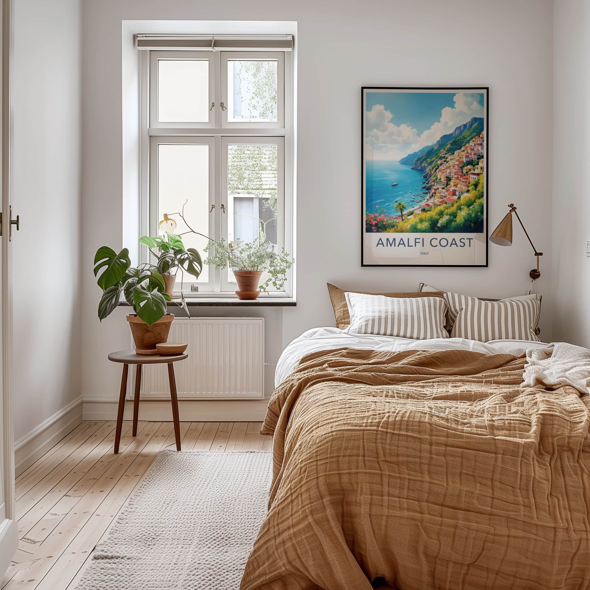 Amalfi Coast Poster - Italy Travel Art - Vibrant Hillside Village Home Decor