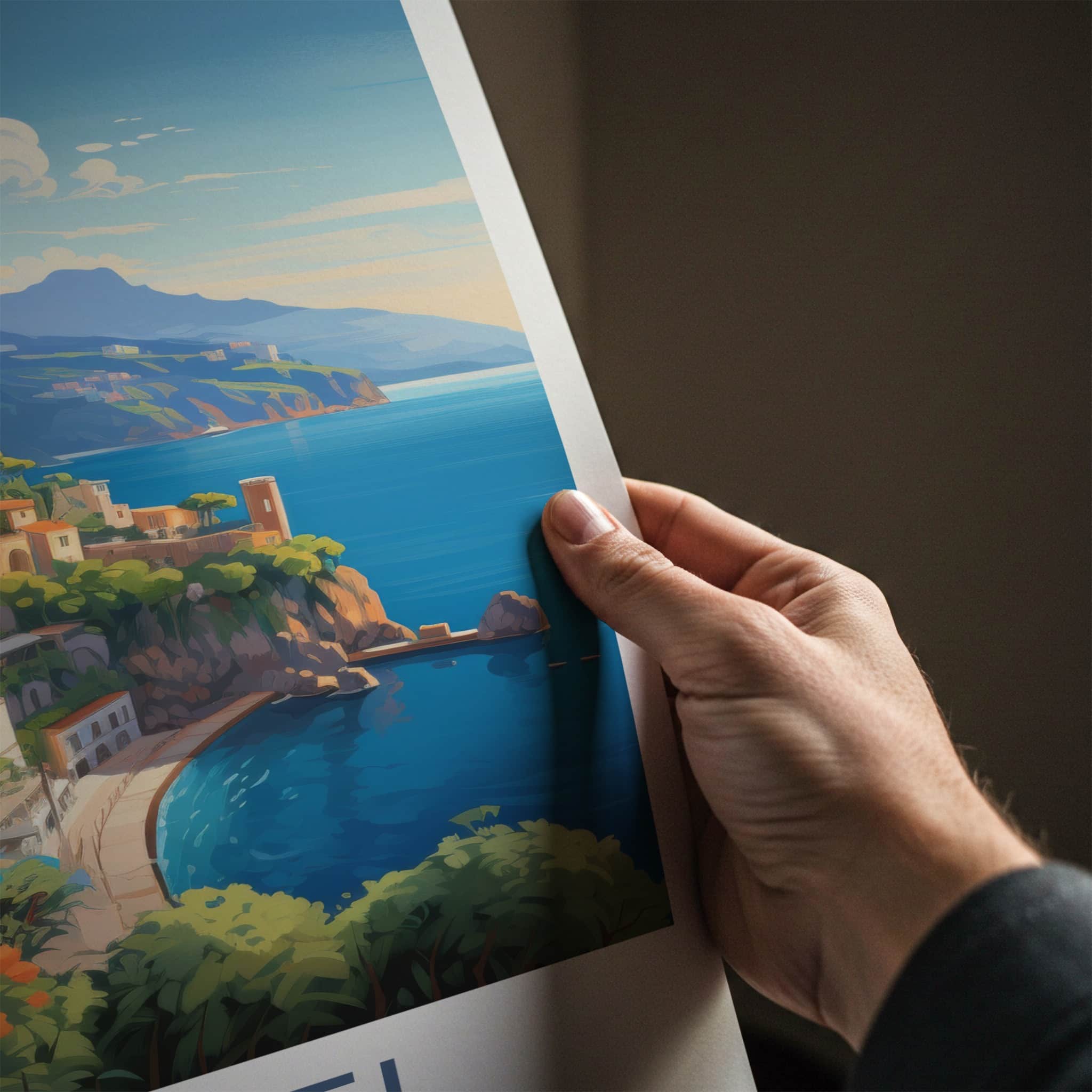 Amalfi Poster - Italy Travel Art - Coastal Cliffside Town Home Decor