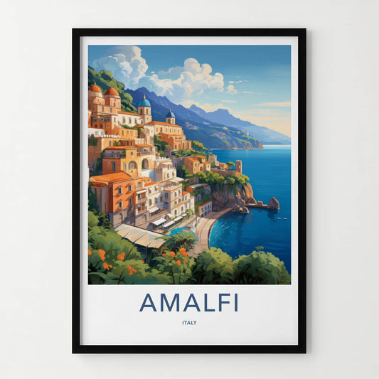 Amalfi Poster - Italy Travel Art - Coastal Cliffside Town Home Decor
