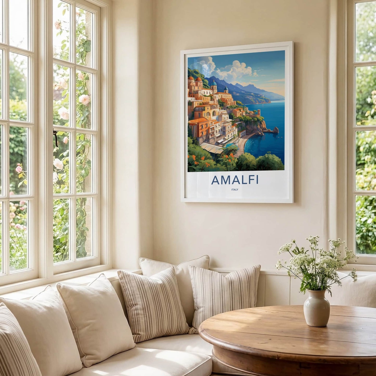 Amalfi Poster - Italy Travel Art - Coastal Cliffside Town Home Decor