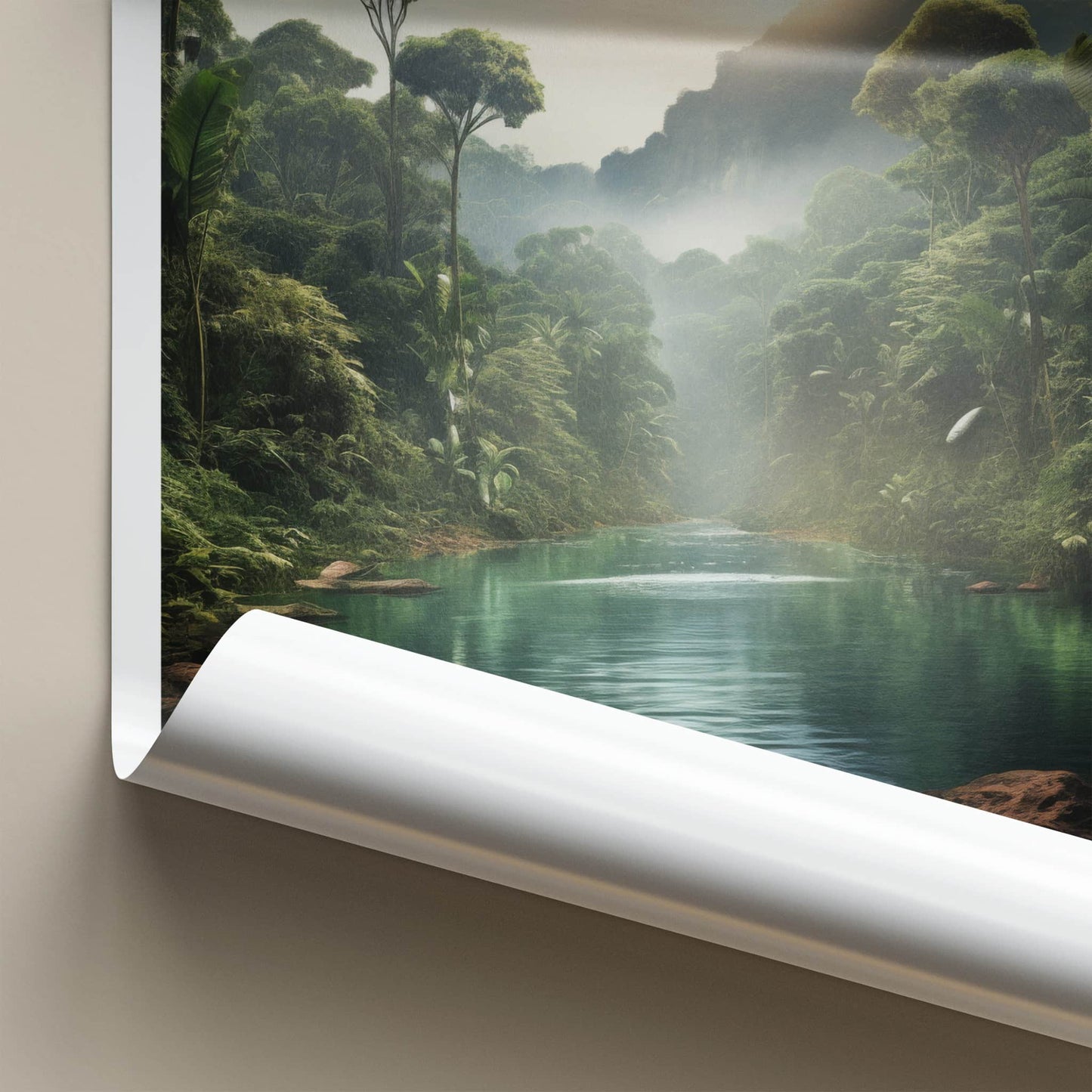 Amazon Poster - Brazil Travel Art - Lush River Sunlight Home Decor