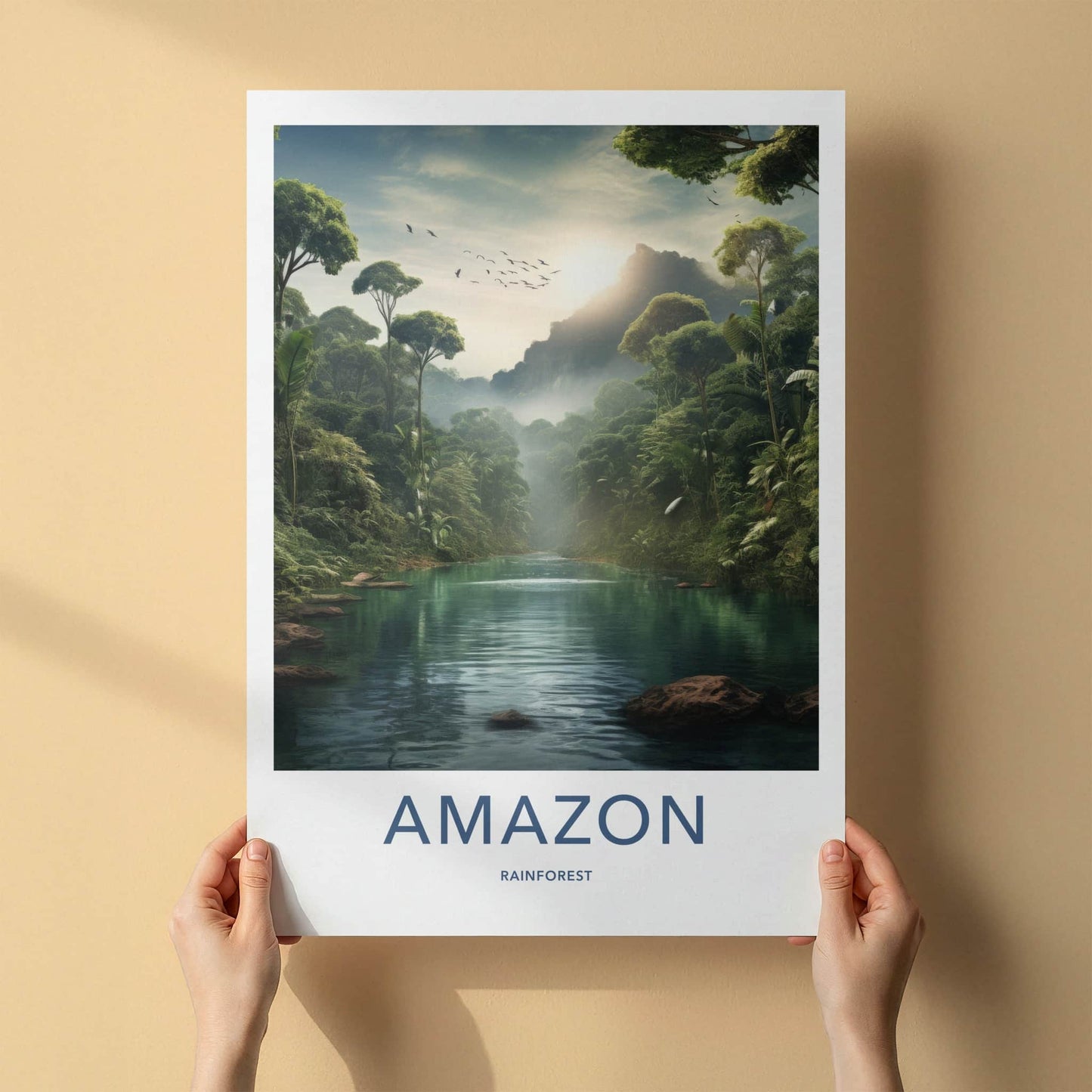 Amazon Poster - Brazil Travel Art - Lush River Sunlight Home Decor