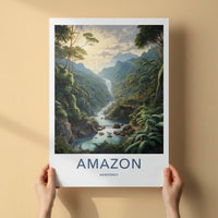 Amazon Rainforest Poster - Brazil Travel Art - Lush Jungle Waterfall Home Decor