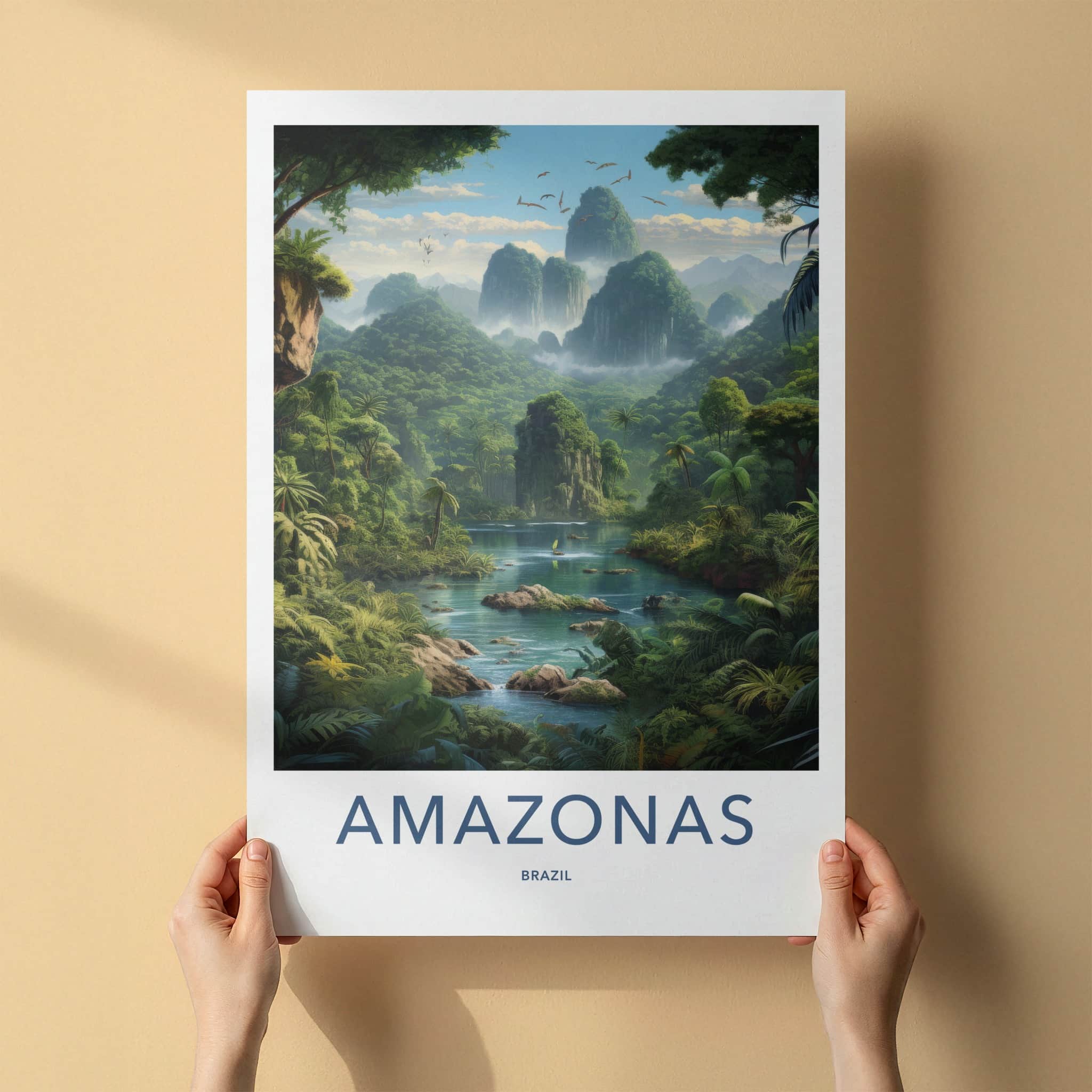 AMAZONAS Poster - BRAZIL Travel Art - Lush Jungle River Home Decor