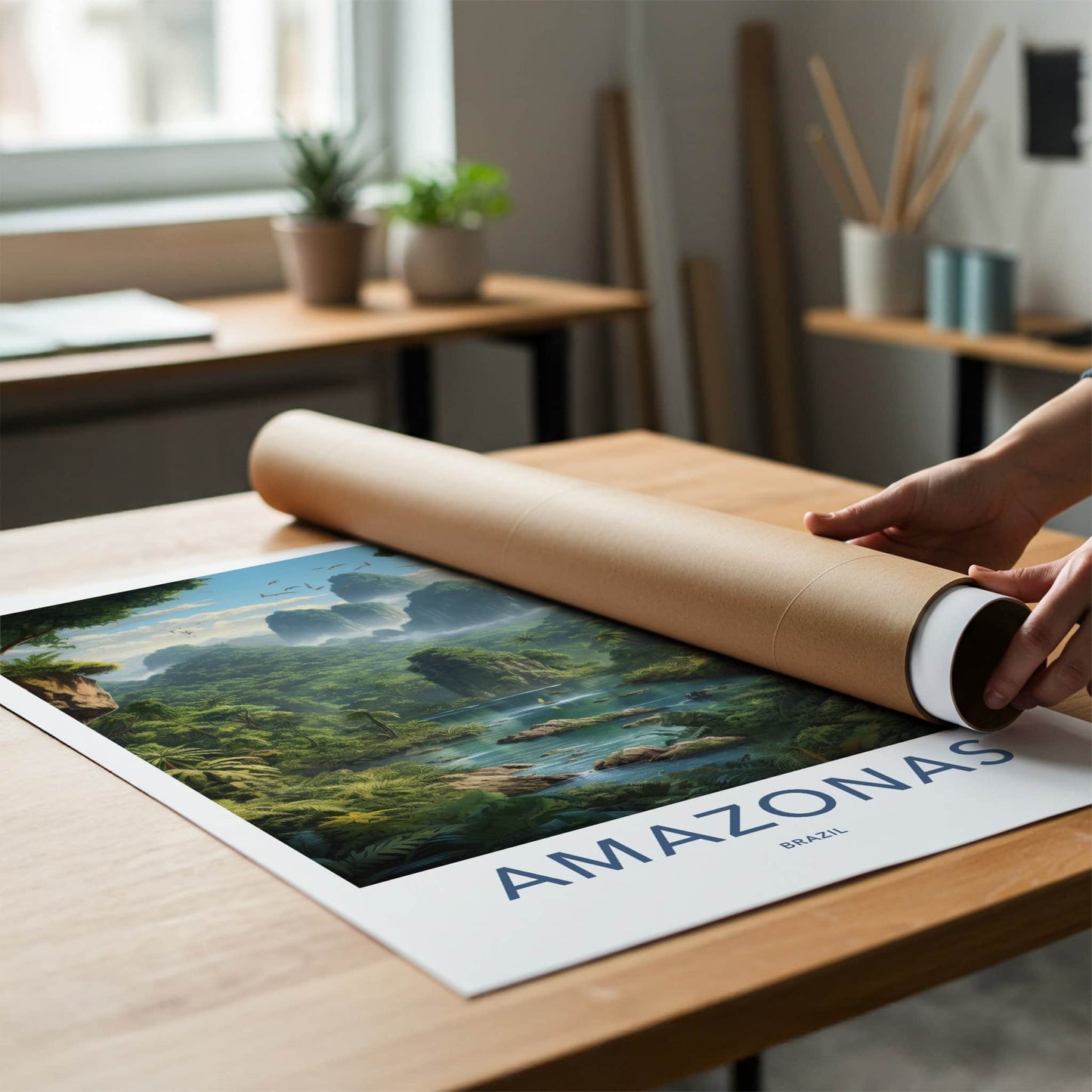 AMAZONAS Poster - BRAZIL Travel Art - Lush Jungle River Home Decor
