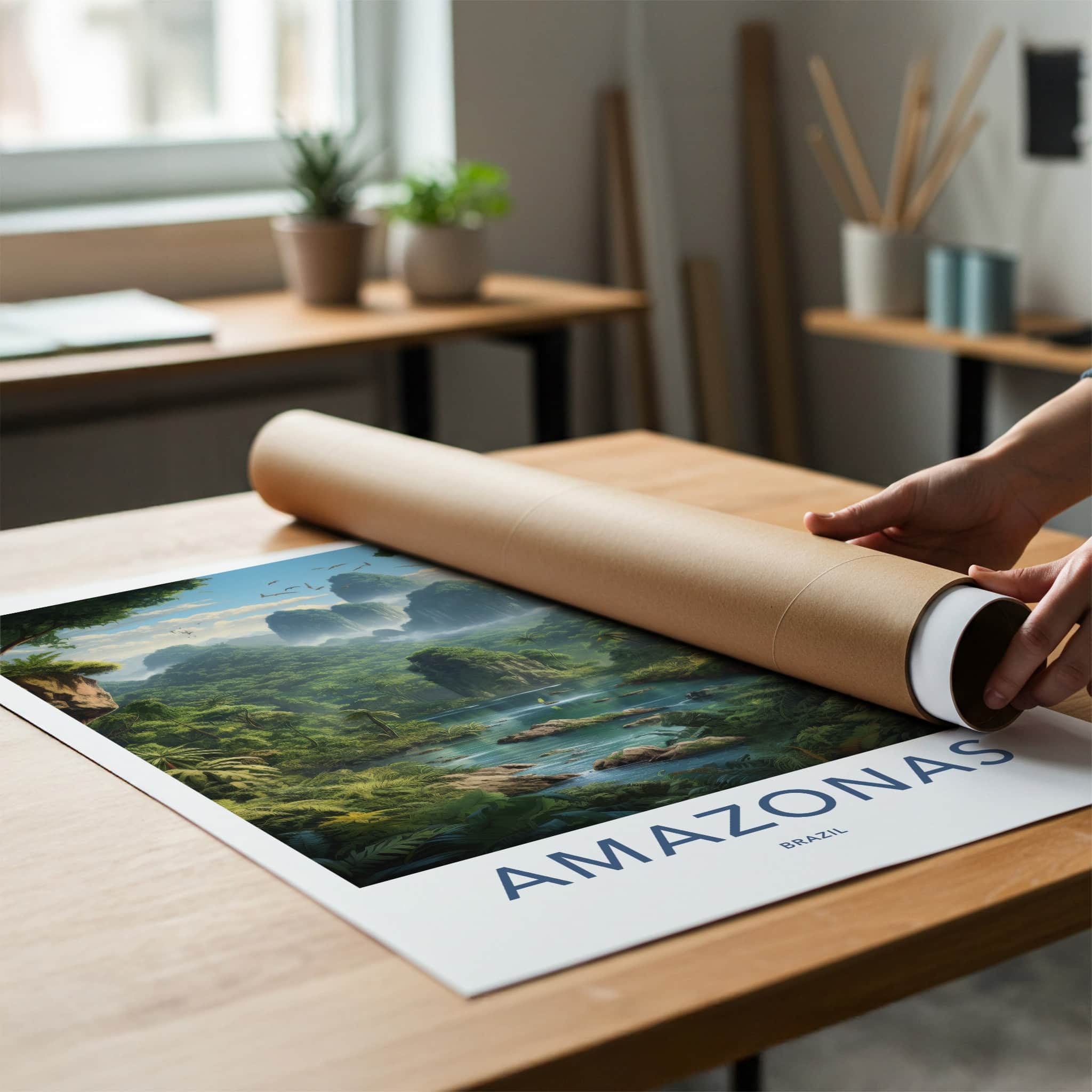 AMAZONAS Poster - BRAZIL Travel Art - Lush Jungle River Home Decor