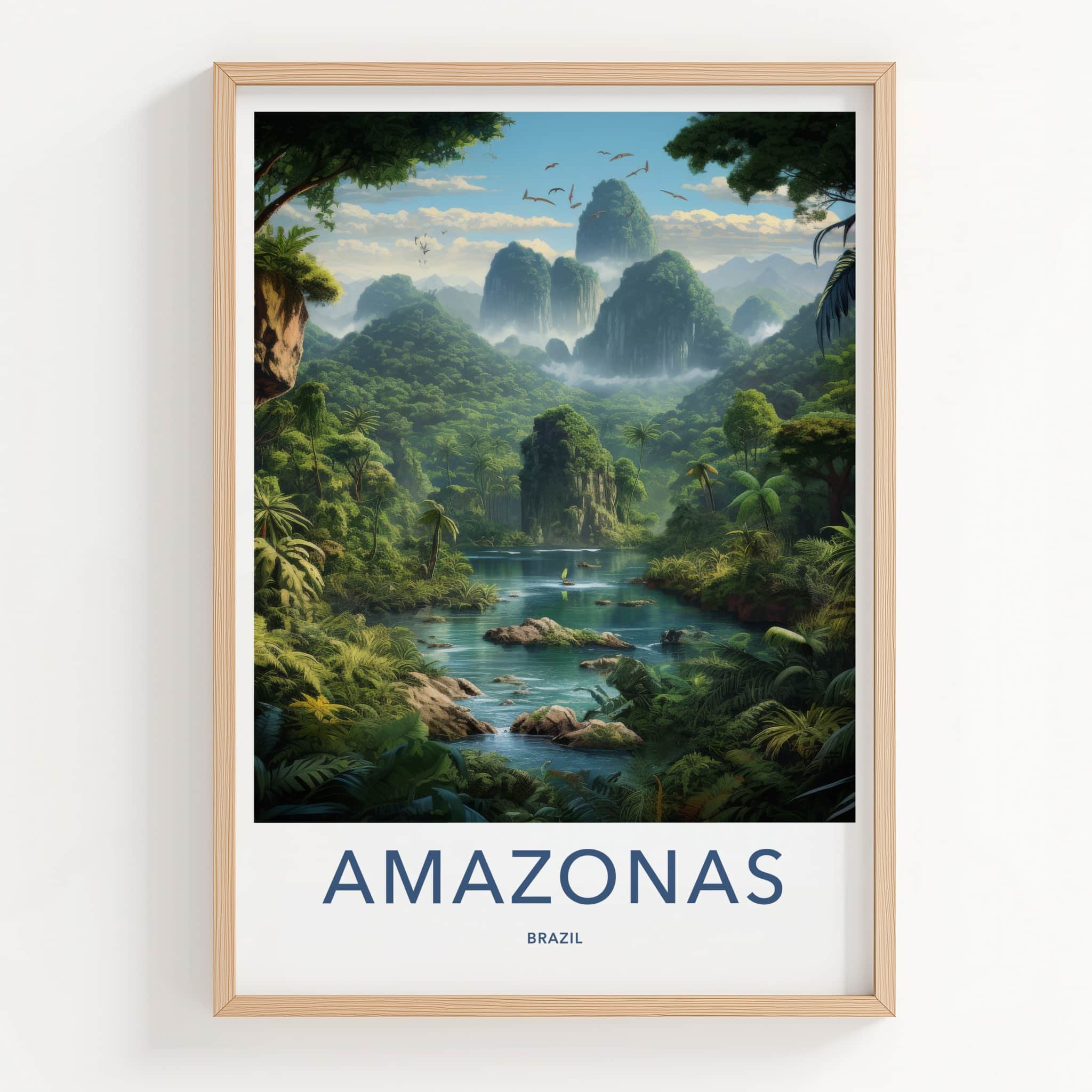 AMAZONAS Poster - BRAZIL Travel Art - Lush Jungle River Home Decor