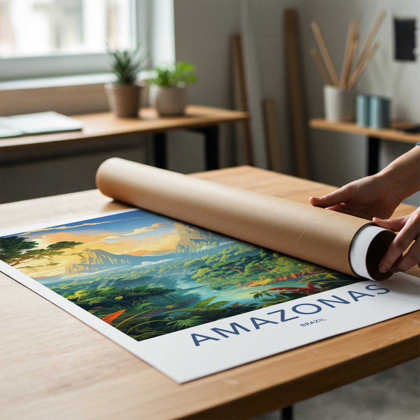 Amazonas Poster - Brazil Travel Art - Lush River Valley Home Decor