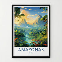 Amazonas Poster - Brazil Travel Art - Lush River Valley Home Decor