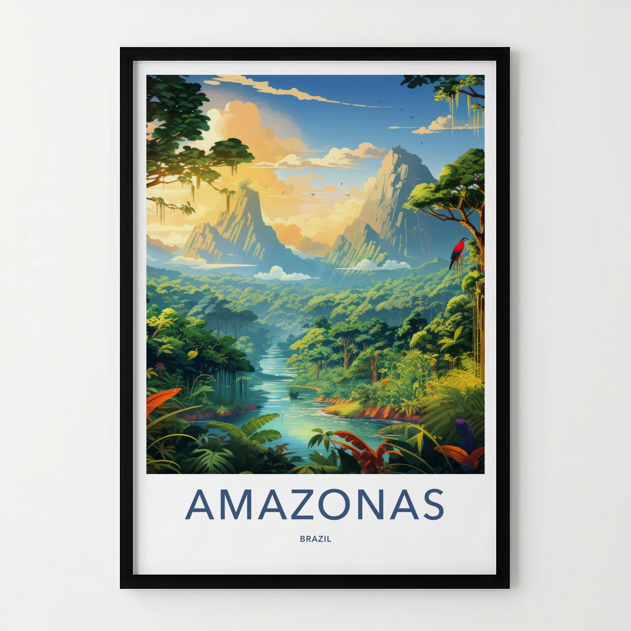Amazonas Poster - Brazil Travel Art - Lush River Valley Home Decor
