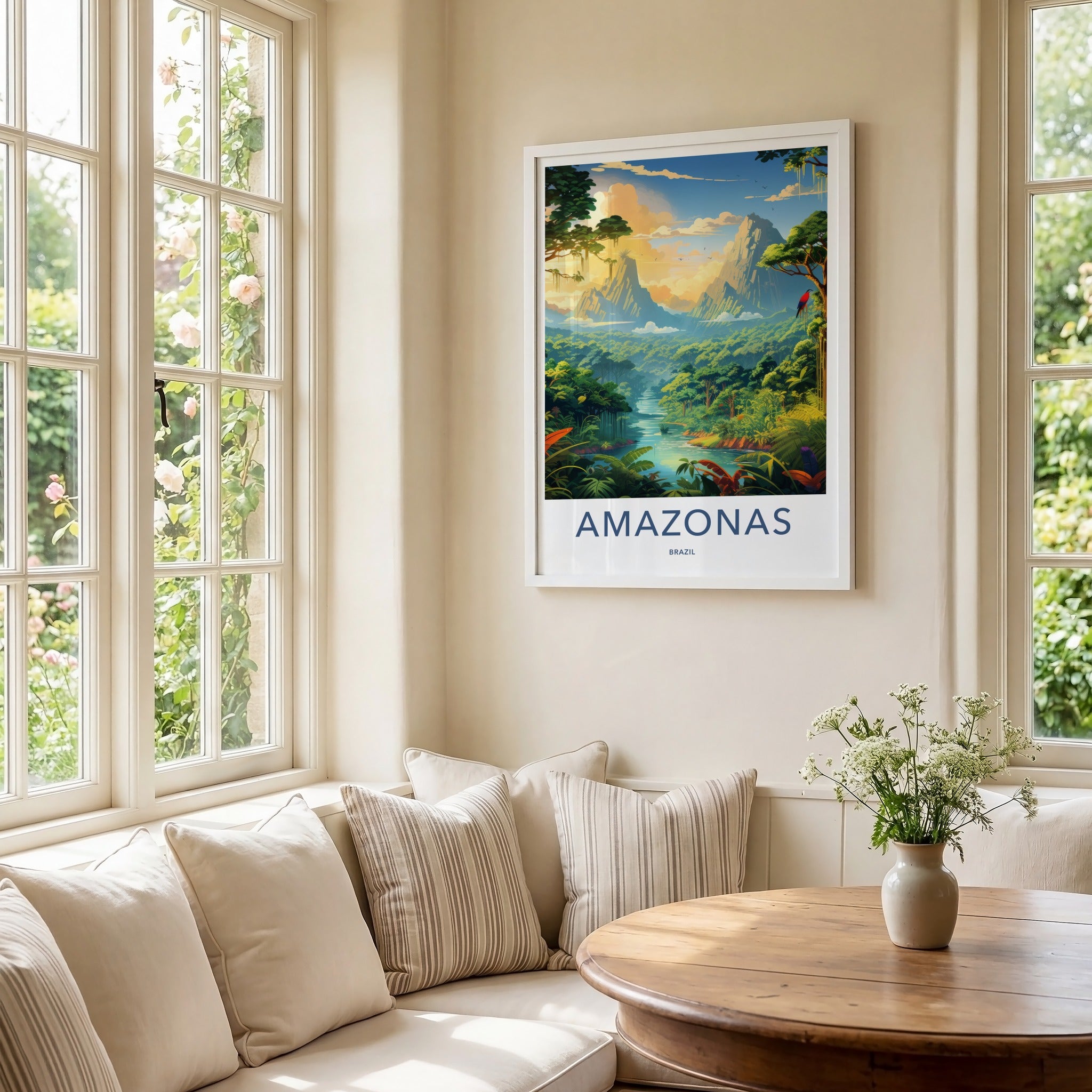 Amazonas Poster - Brazil Travel Art - Lush River Valley Home Decor