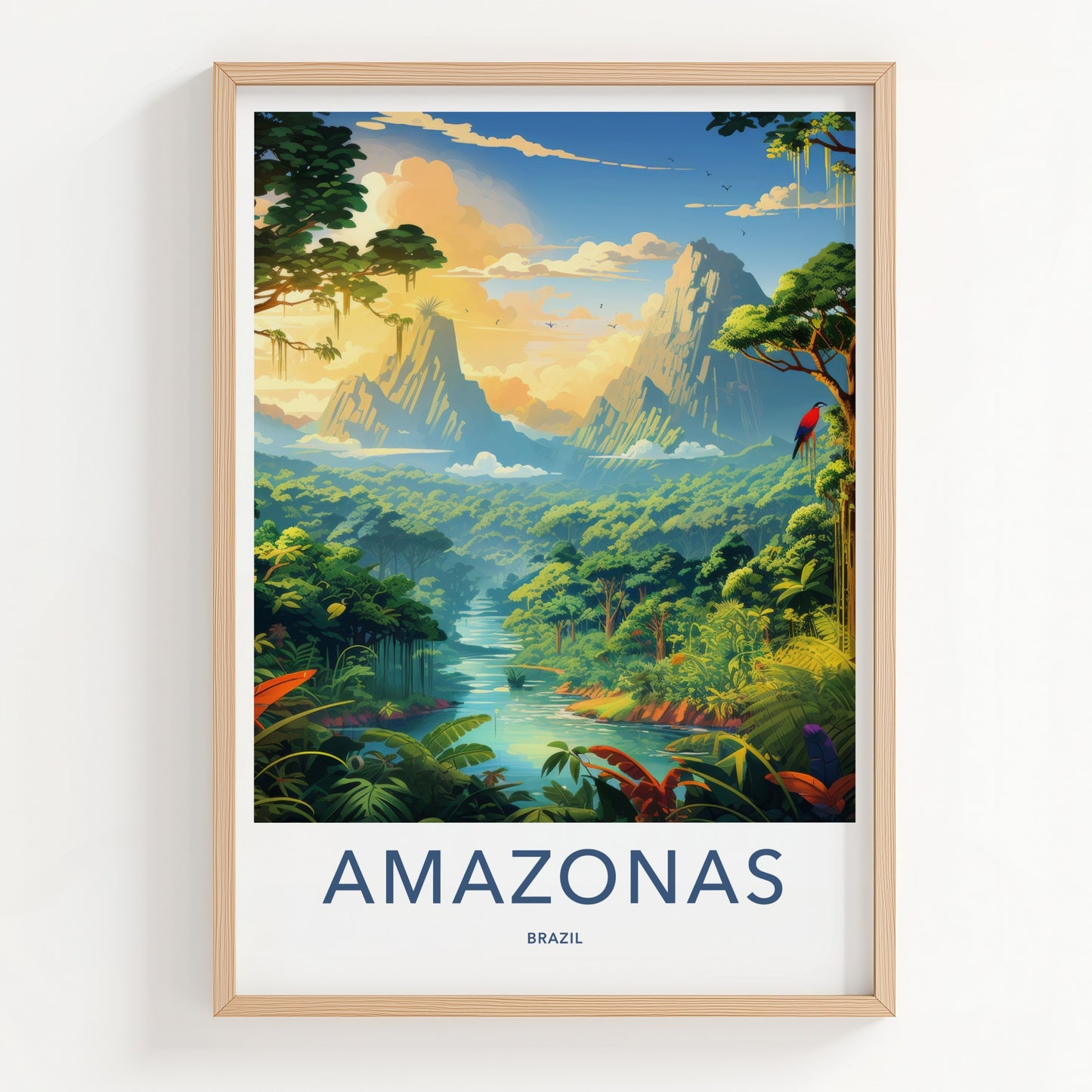 Amazonas Poster - Brazil Travel Art - Lush River Valley Home Decor