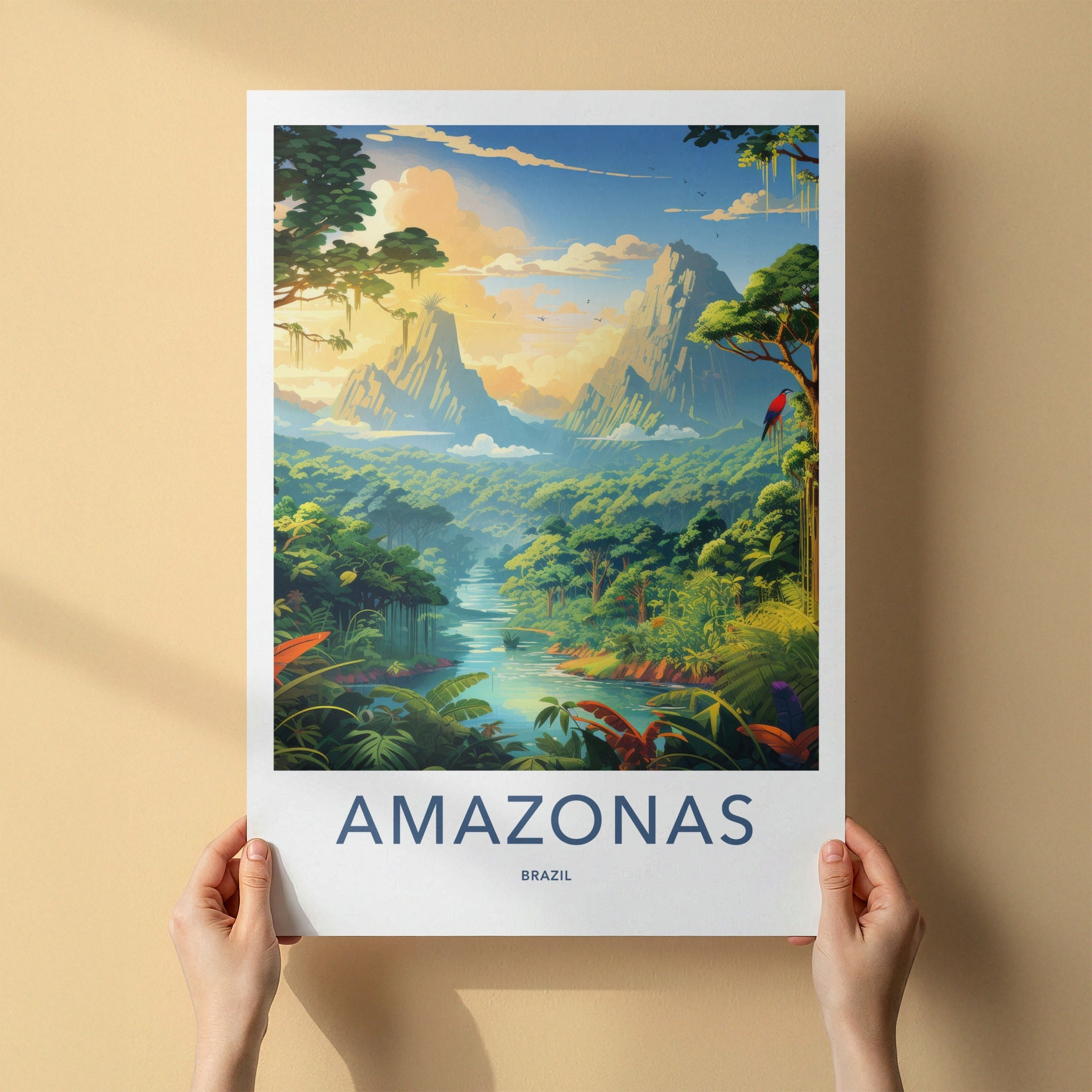 Amazonas Poster - Brazil Travel Art - Lush River Valley Home Decor