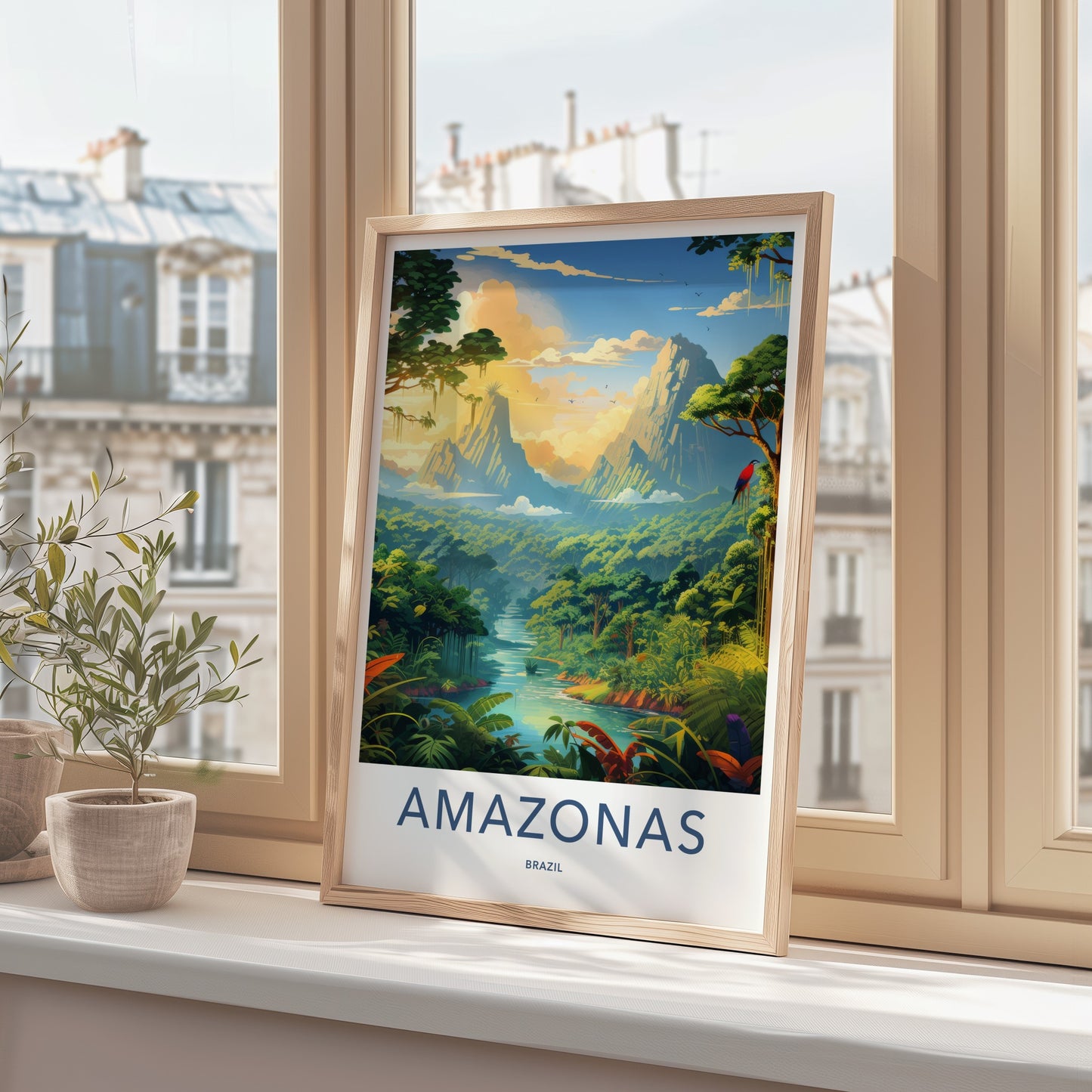 Amazonas Poster - Brazil Travel Art - Lush River Valley Home Decor