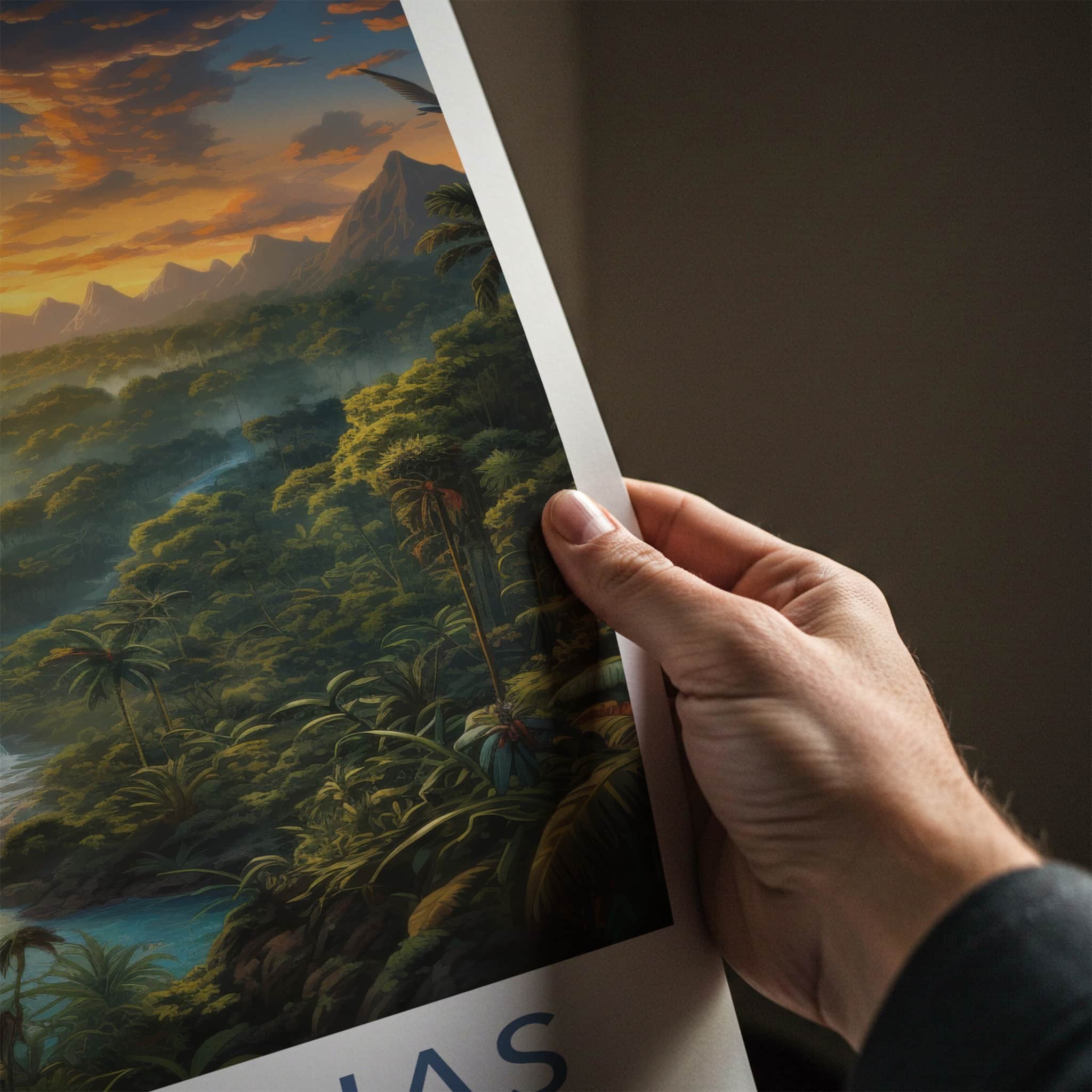 Amazonas Poster - Brazil Travel Art - Lush River Waterfall Home Decor