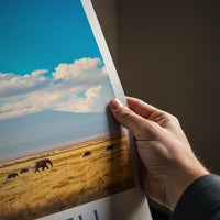 Amboseli National Park Poster - Kenya Wall Art - Elephants Mountain Savannah Gift