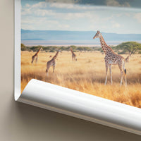 Amboseli Poster - Kenya Travel Print - Savanna Giraffes Sky Wall Decor