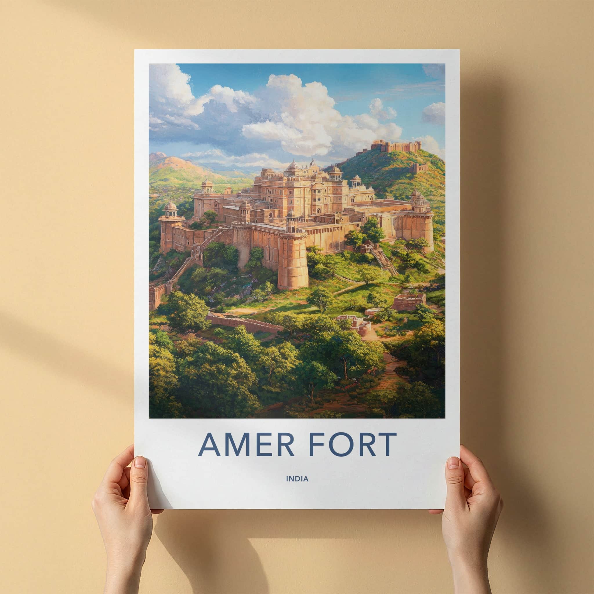 Amer Fort Poster - India Art Print - Rajasthan Hilltop Fort Wall Decor