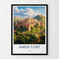 Amer Fort Poster - India Art Print - Rajasthan Hilltop Fort Wall Decor