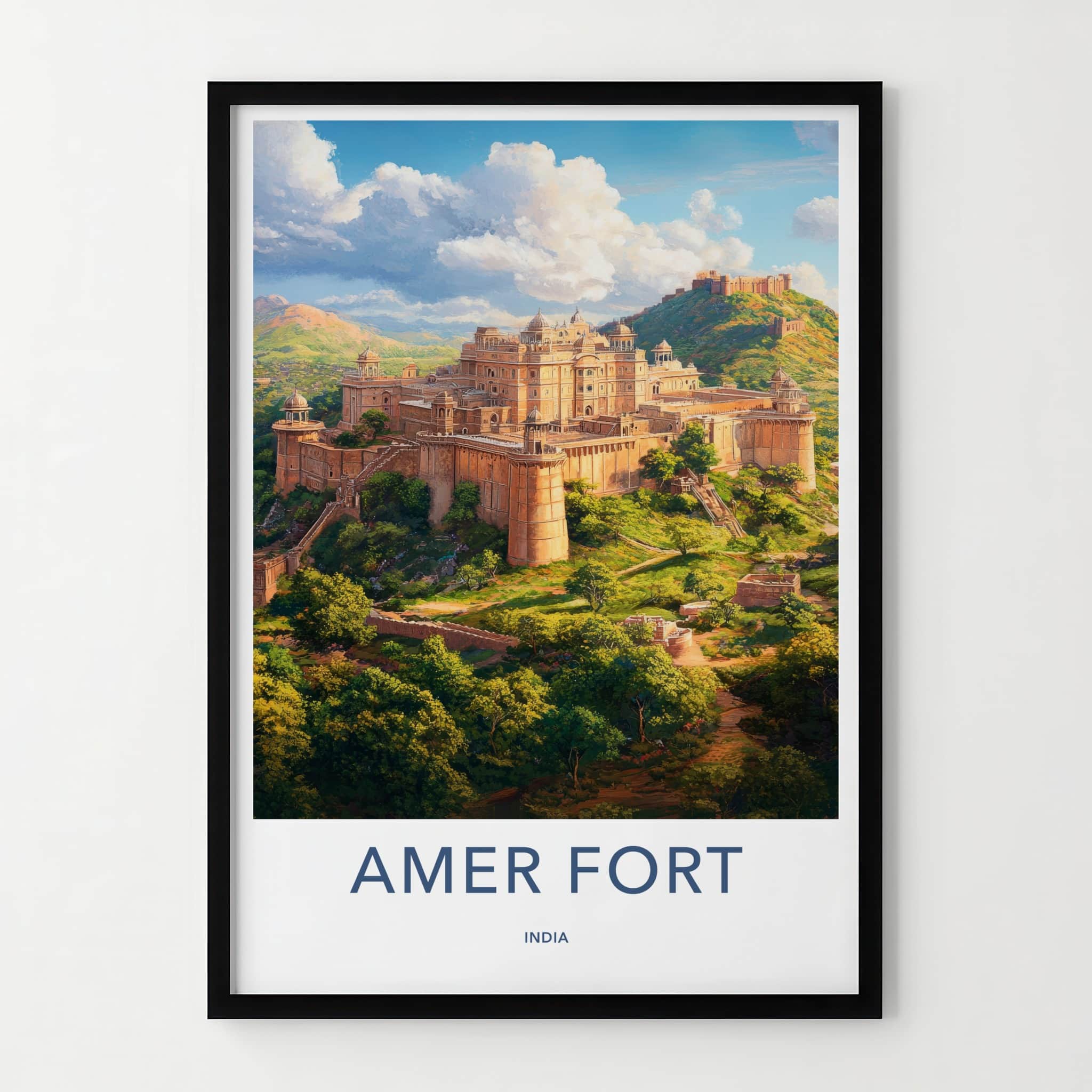 Amer Fort Poster - India Art Print - Rajasthan Hilltop Fort Wall Decor