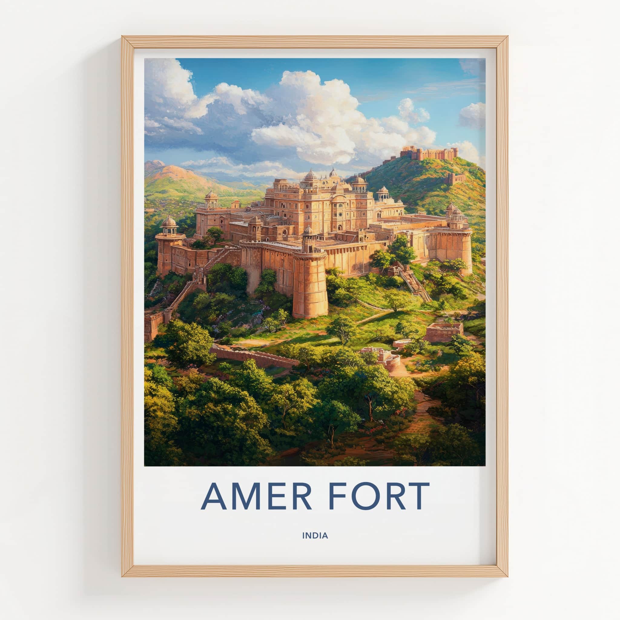 Amer Fort Poster - India Art Print - Rajasthan Hilltop Fort Wall Decor