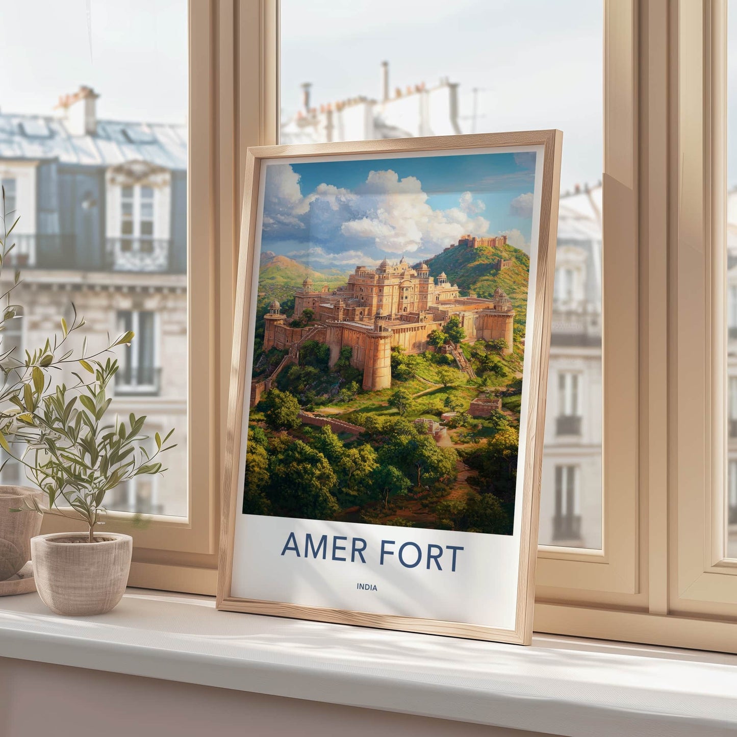 Amer Fort Poster - India Art Print - Rajasthan Hilltop Fort Wall Decor