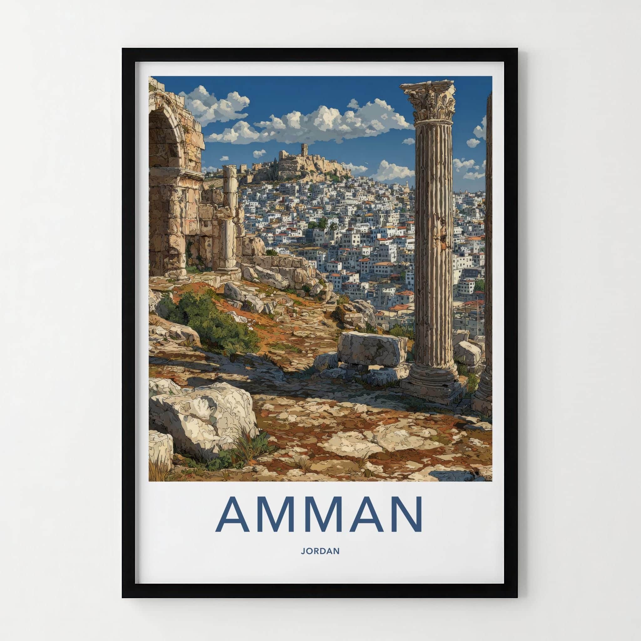 Amman Poster - Jordan Travel Art - Ancient Cityscape Home Decor