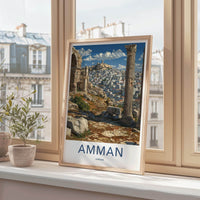 Amman Poster - Jordan Travel Art - Ancient Cityscape Home Decor