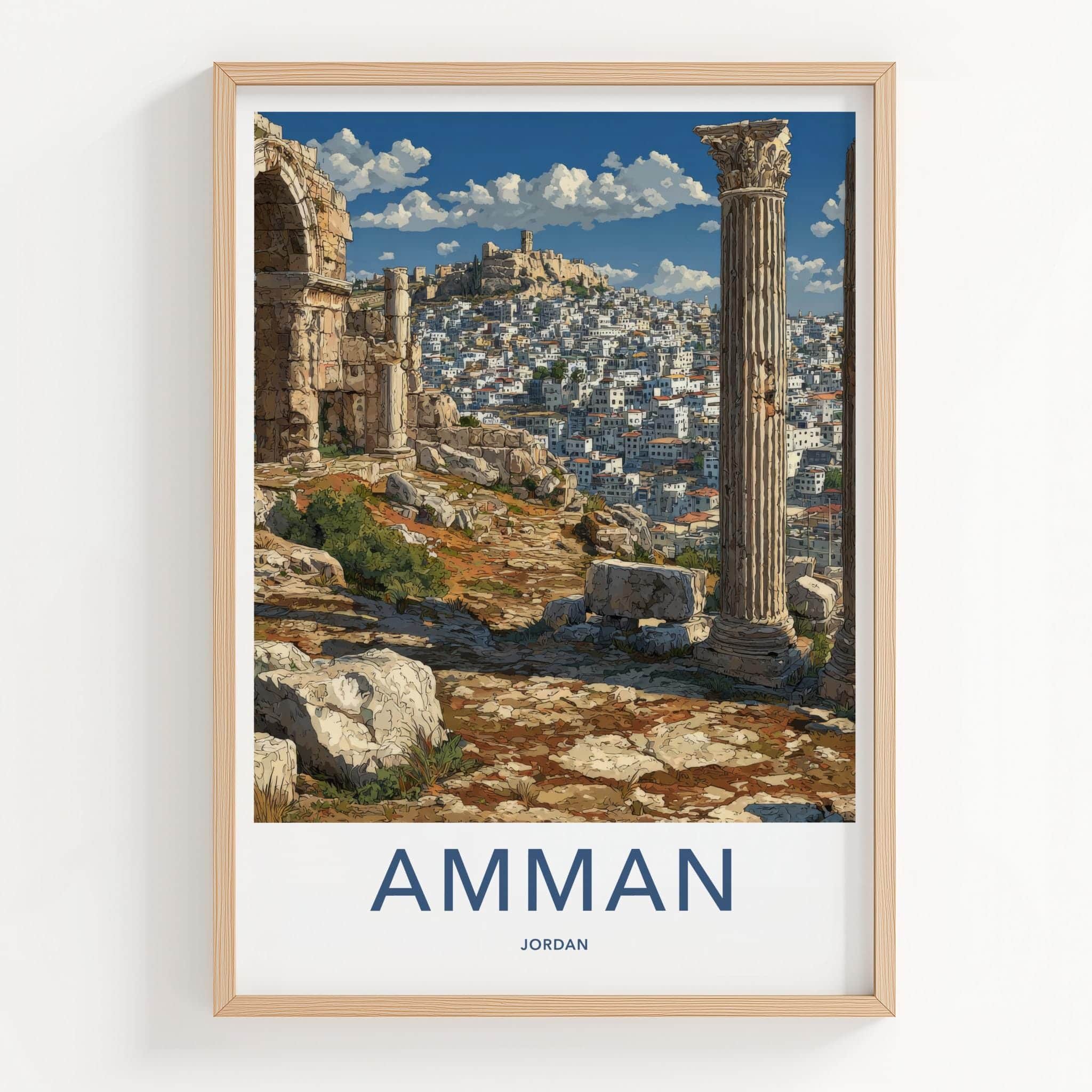 Amman Poster - Jordan Travel Art - Ancient Cityscape Home Decor