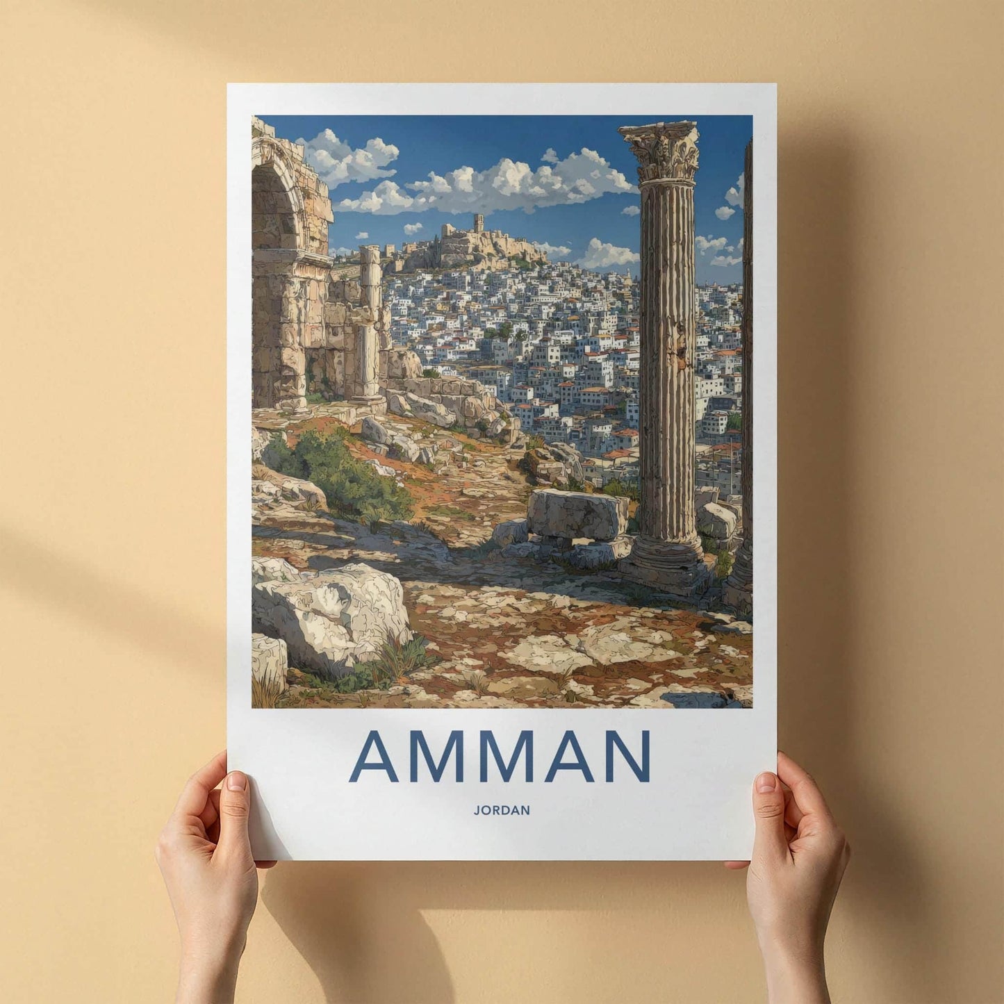 Amman Poster - Jordan Travel Art - Ancient Cityscape Home Decor