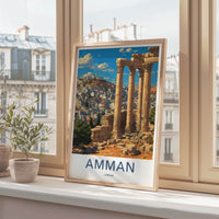 Amman Poster - Jordan Travel Art - Ancient Roman Columns Gallery Art