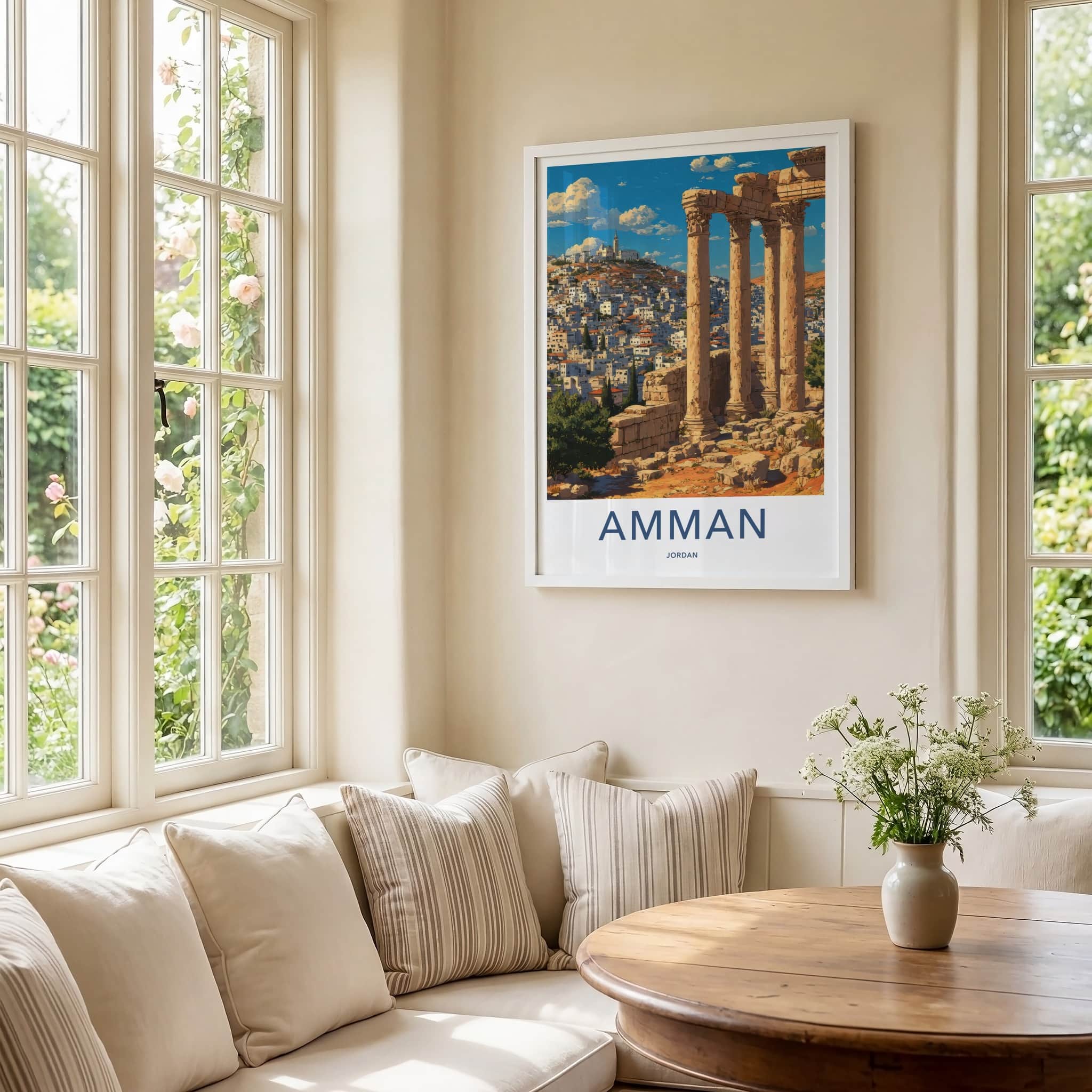 Amman Poster - Jordan Travel Art - Ancient Roman Columns Gallery Art