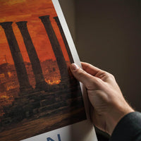 Amman Poster - Jordan Travel Art - Columns city sunset Wall Decor