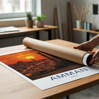 Amman Poster - Jordan Travel Art - Columns city sunset Wall Decor