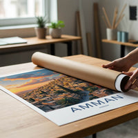 Amman Poster - Jordan Travel Art - Golden Hour Hillside Home Decor
