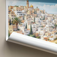 Amman Poster - Jordan Travel Art - Hillside Cityscape Golden Wall Decor