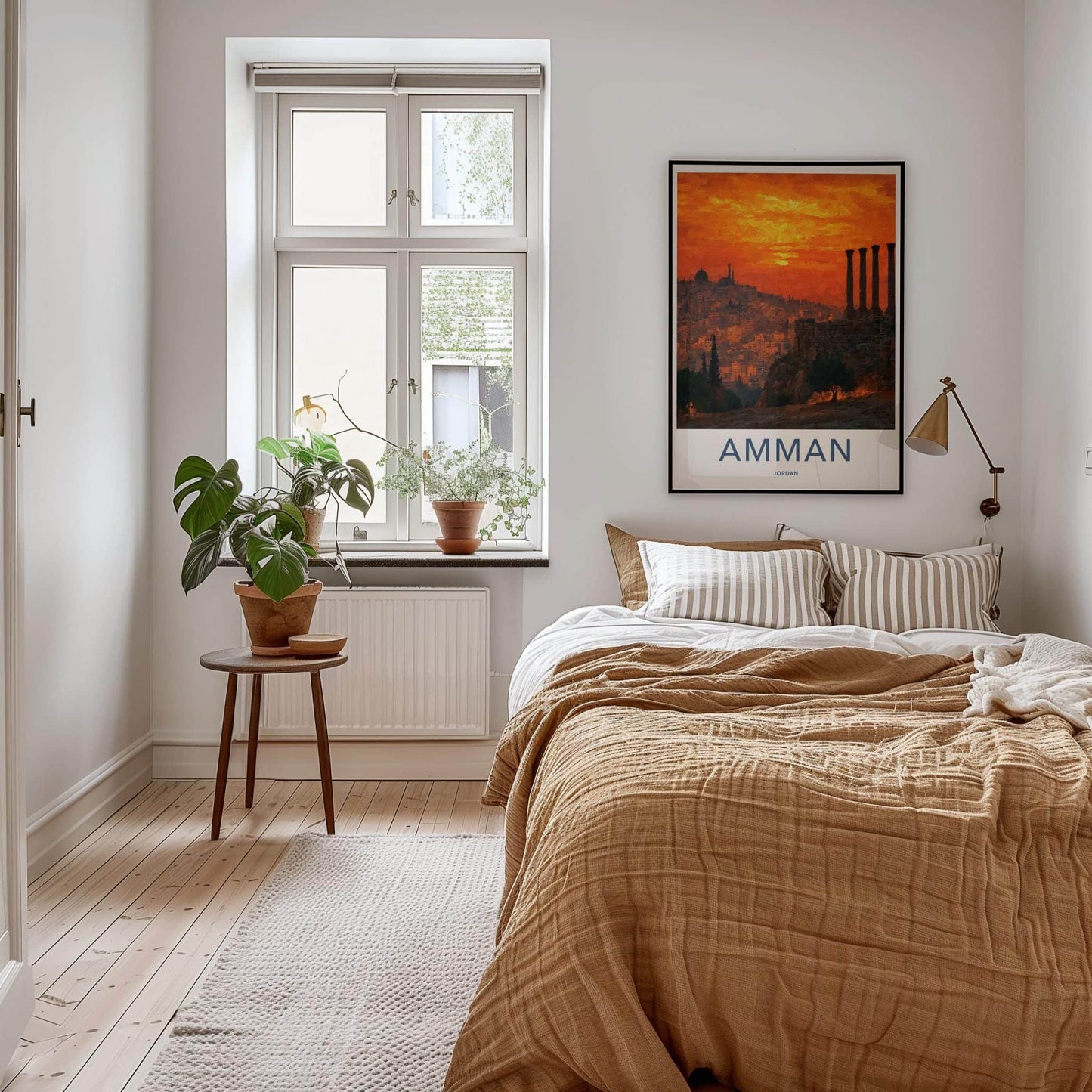 Amman Poster - Jordan Travel Art - Orange Sky Ruins Wall Decor