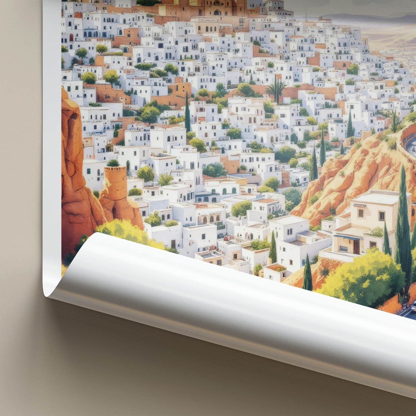Amman Poster - Jordan Travel Art - White Buildings Hill Home Decor
