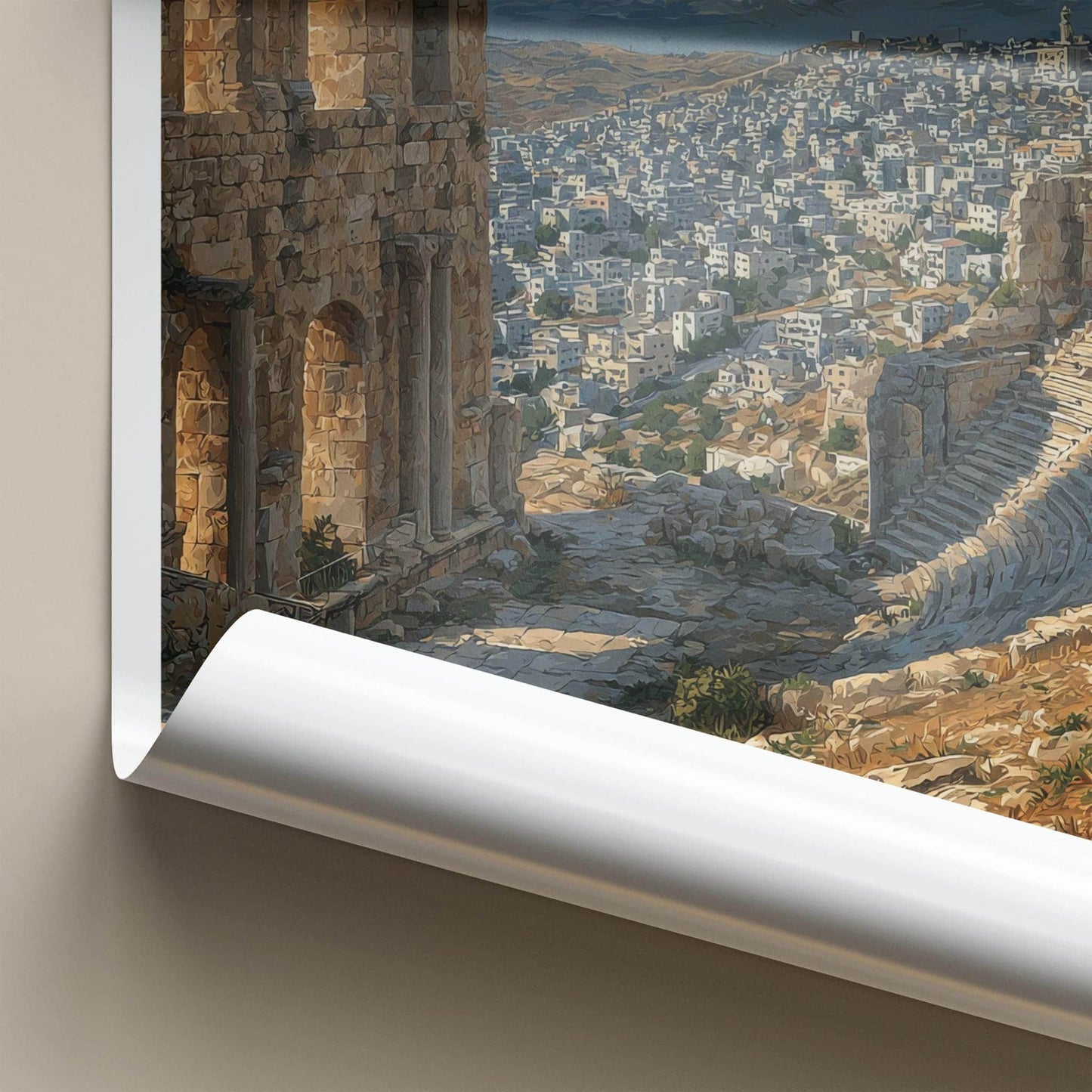 Amman Poster - Jordan Travel Illustration - Ancient city vista Home Decor