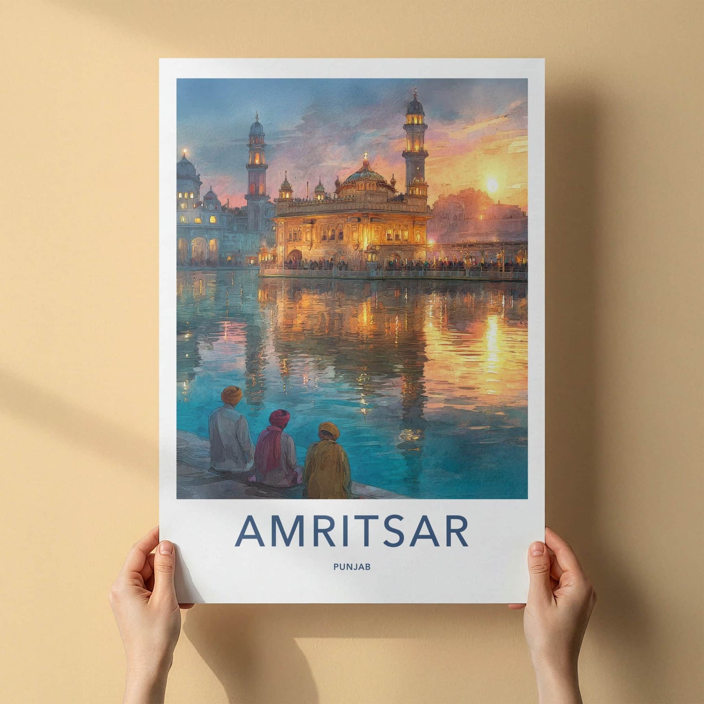 Amritsar Poster - India Golden Temple Sunset Travel Art Home Decor