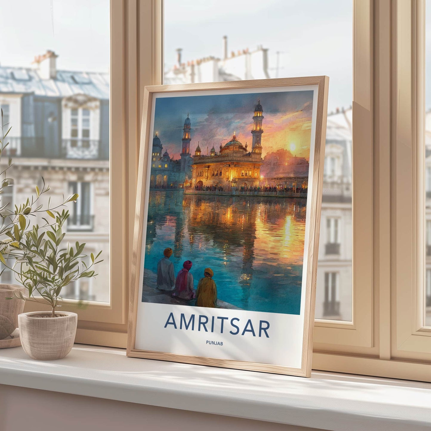 Amritsar Poster - India Golden Temple Sunset Travel Art Home Decor