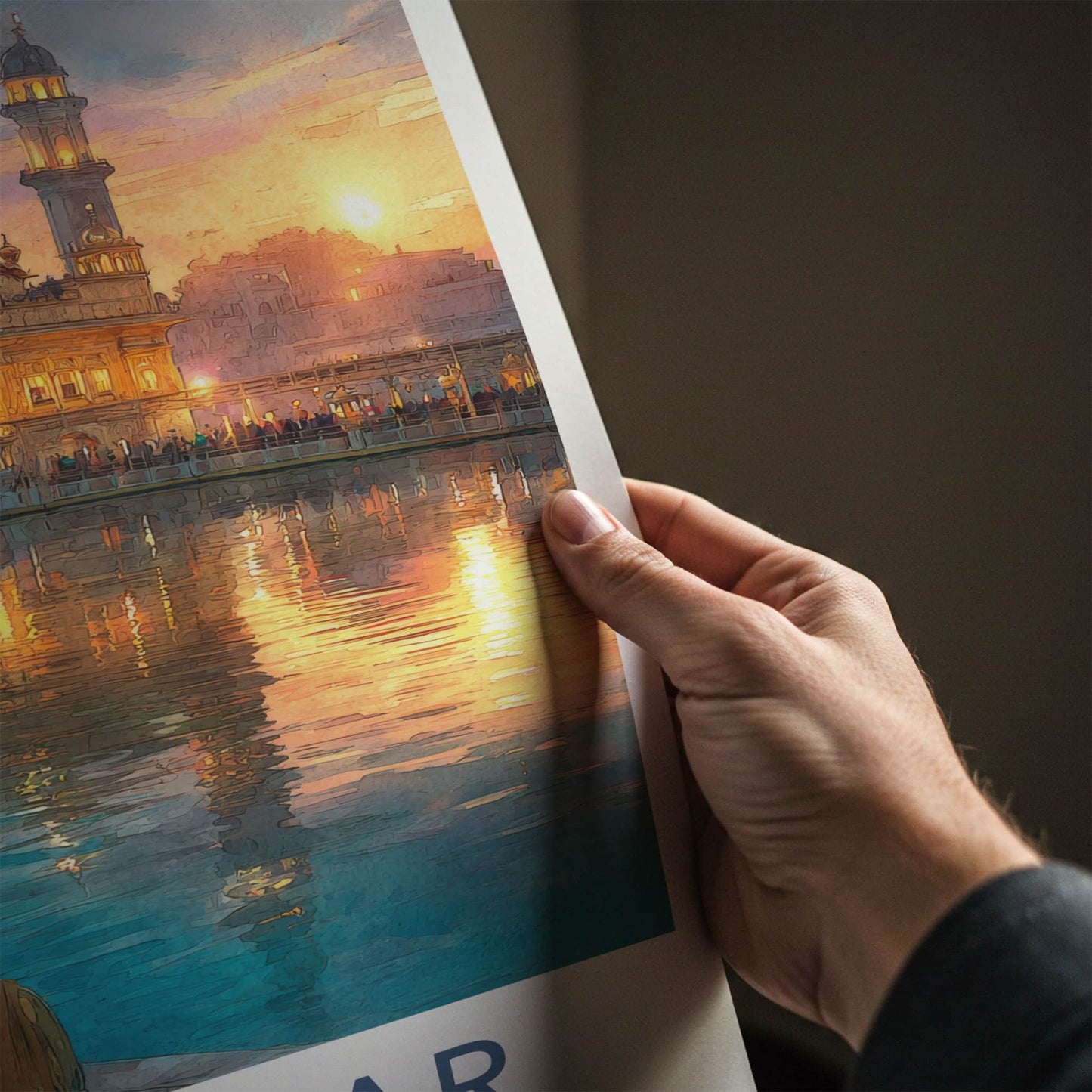 Amritsar Poster - India Golden Temple Sunset Travel Art Home Decor