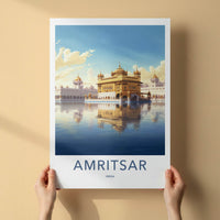 Amritsar Poster - India Travel Art - Punjab Sacred Golden Temple Wall Decor
