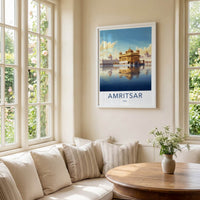 Amritsar Poster - India Travel Art - Punjab Sacred Golden Temple Wall Decor