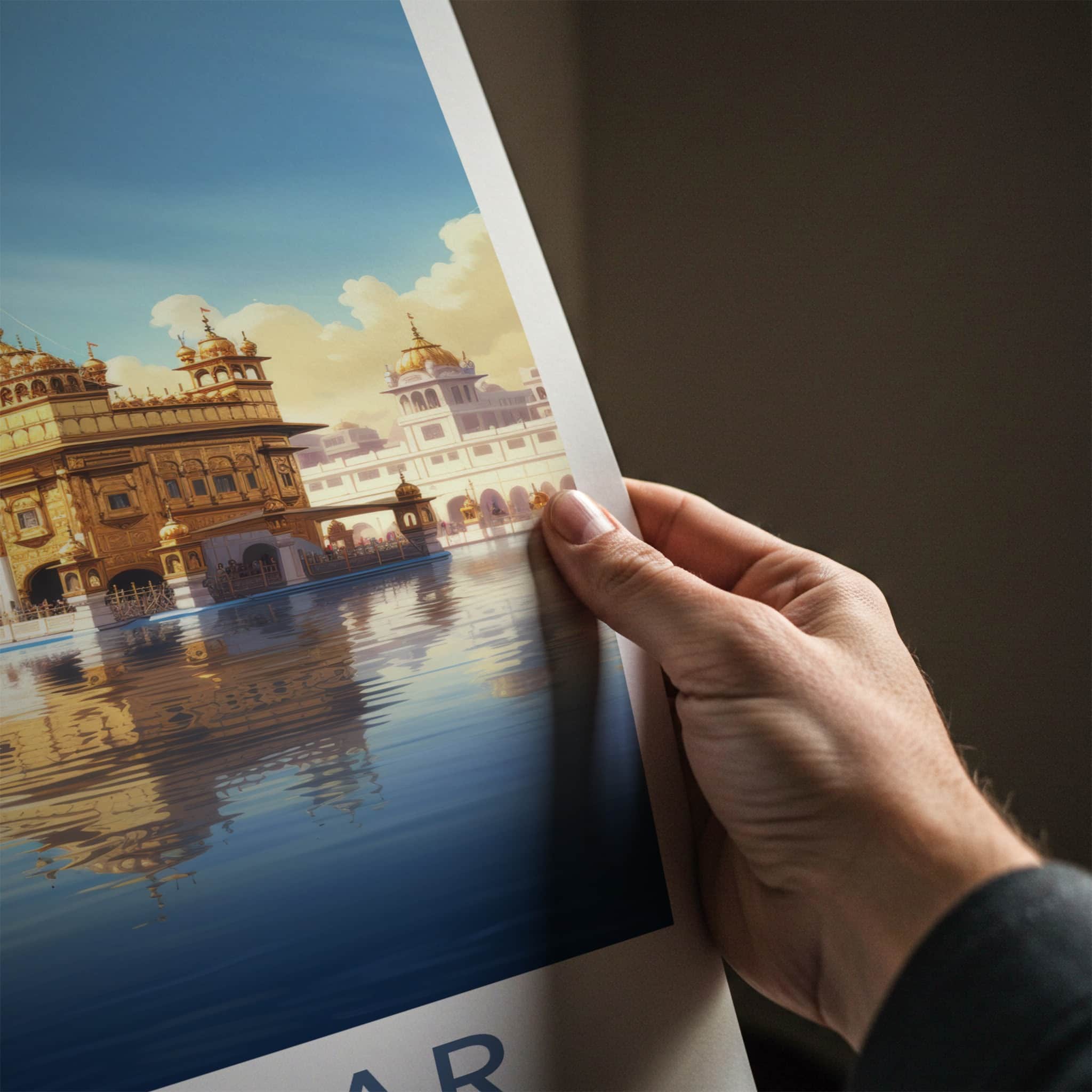 Amritsar Poster - India Travel Art - Punjab Sacred Golden Temple Wall Decor