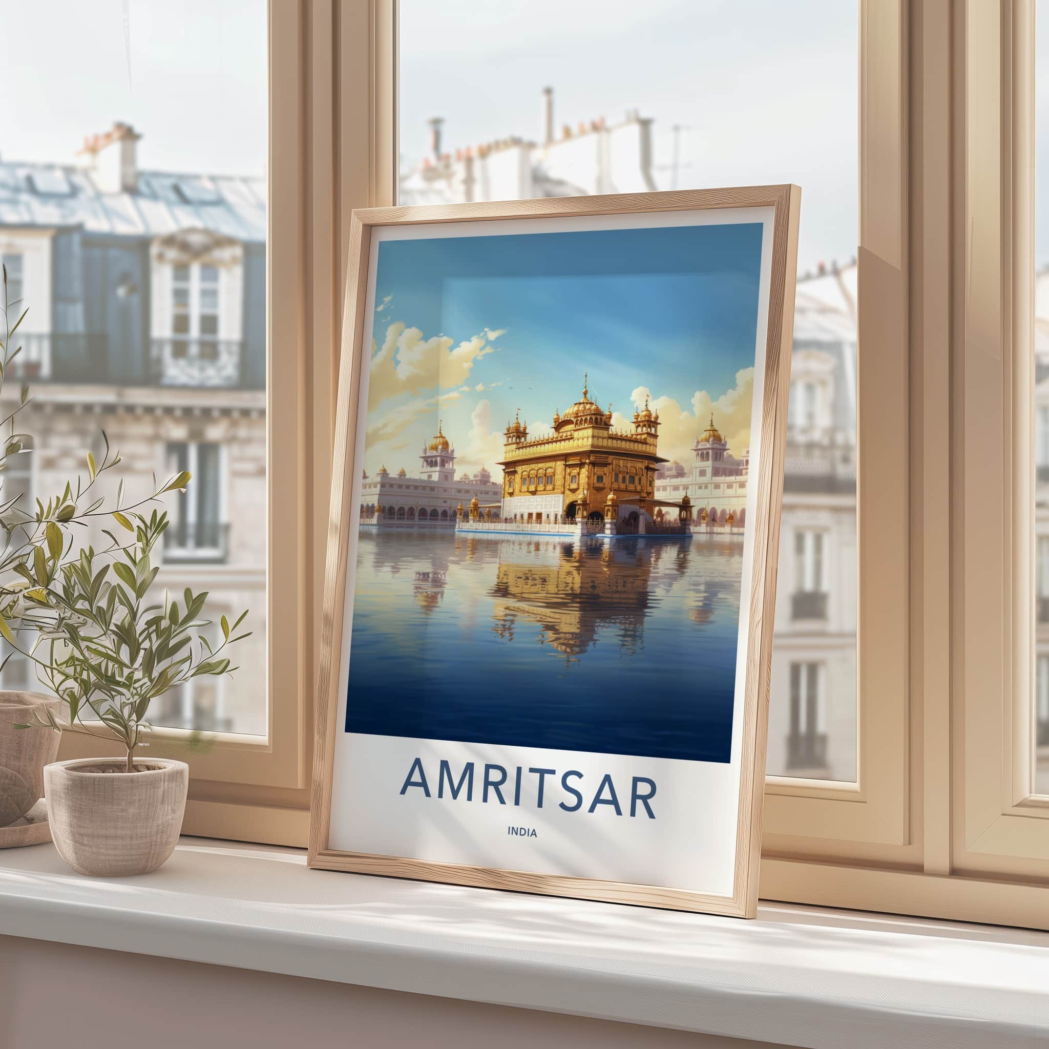 Amritsar Poster - India Travel Art - Punjab Sacred Golden Temple Wall Decor