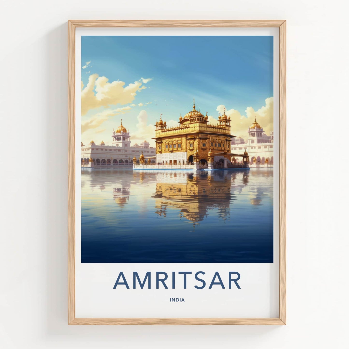Amritsar Poster - India Travel Art - Punjab Sacred Golden Temple Wall Decor