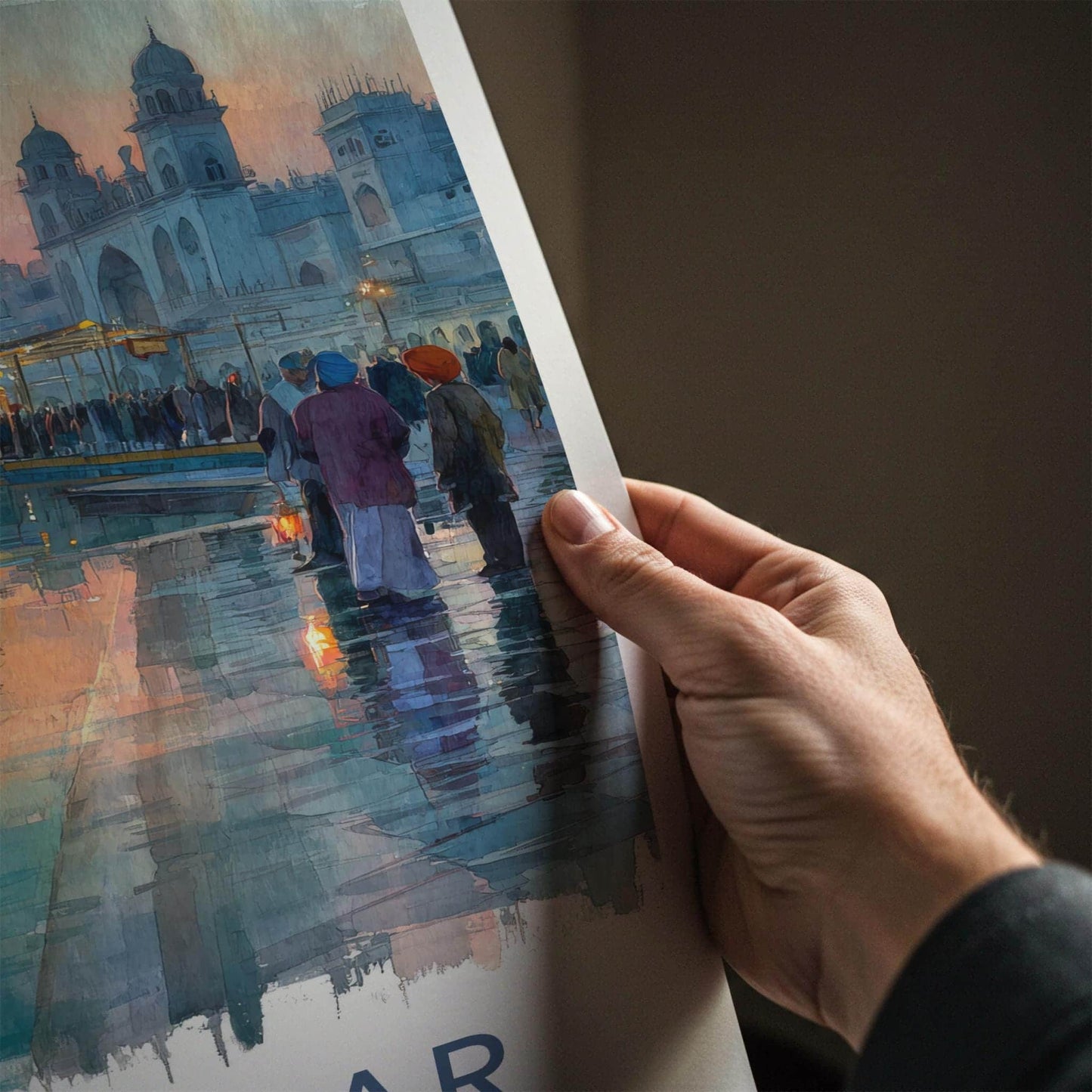 Amritsar Poster - India Travel Illustration - Golden Temple Glow Wall Decor