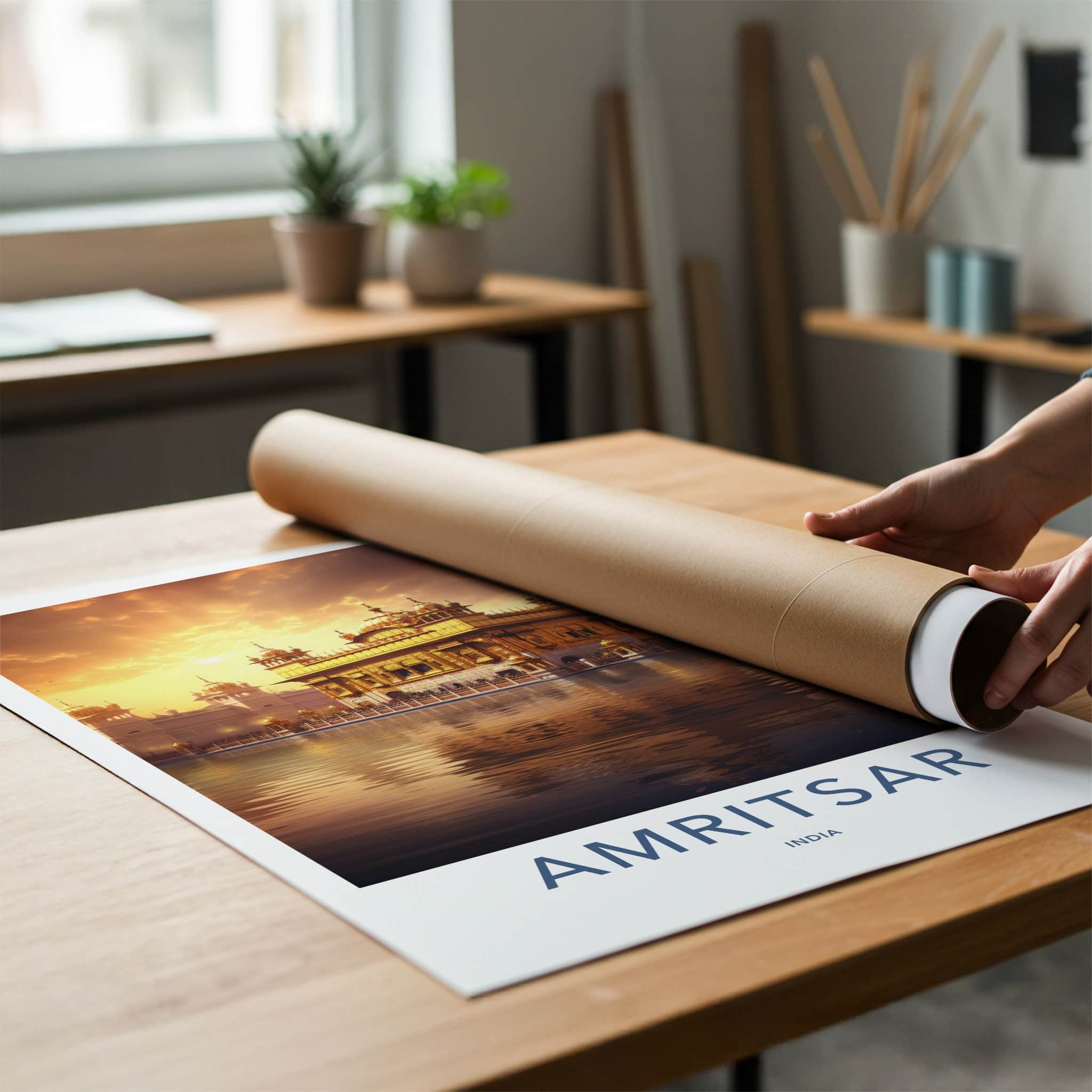 Amritsar Poster - India Wall Art - Punjab Sacred Golden Temple Home Decor